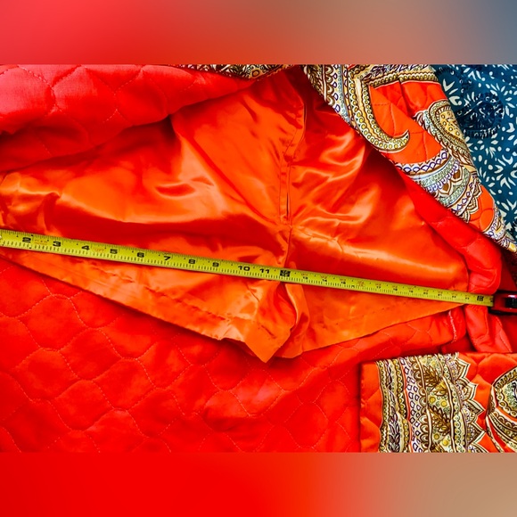 NWT! VTG 70s Maxi Skirt Attached Shorts Hot Pants Quilted Orange Psychedelic - Picture 13 of 14